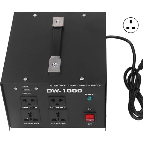 Transformateur AC multi‑protection cuivre pur alimentation régulée 1000W, convertisseur 110‑120V → 220‑240V, prise anglaise. (1/5)