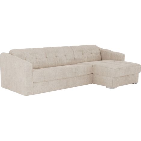 Divano letto con angolo reversibile a ribalta Tessuto testurizzato Beige Posto letto 140cm Mater. 14cm DARIELO