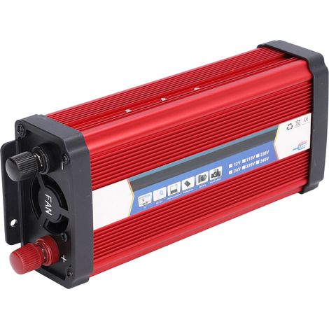 Onduleur de voiture 2000W sinus modifié 12V 24V convertisseur CC en CA transformateur solaire alliage aluminium (1/5)