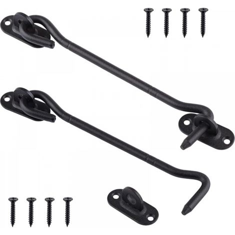 Crochets cabine acier inoxydable noir 20cm pour porte et armoire lot de 2 (1/4)
