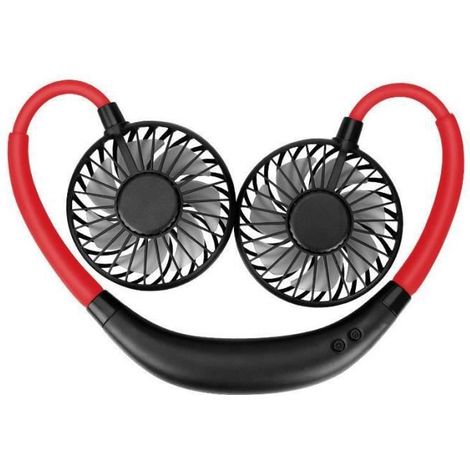 Mini ventilateur USB rotatif à 360°, portable et idéal pour le sport. 3 vitesses + lumière LED - Noir-AquaForge