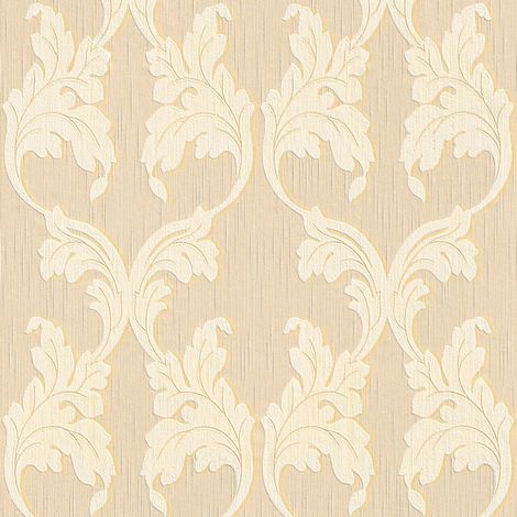 BRICOFLOR Papier peint baroque Tapisserie baroque Papier peint intissé Beige / crème Jaune - 10,05 x 0,53 m (1/5)