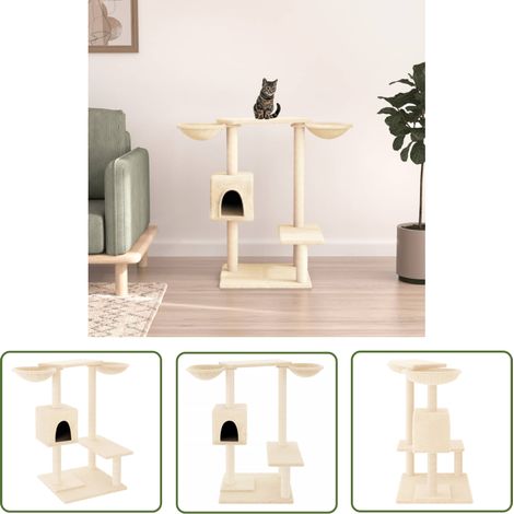 Arbre à chat,Tour à chat tout-en-un avec griffoirs crème 82 cm -BN2302 (1/5)
