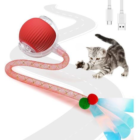 Balle de Jouets interactifs pour Chats d'intérieur, La troisième génération de Balle pour Chat Agile et Mobile avec Une Queue (1/5)