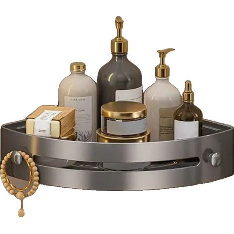 Mensola angolare a parete, design salvaspazio, grigio scuro (1/2)