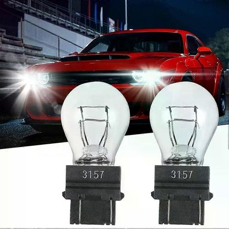 2 ampoules halogènes 3157 3156 3157LL pour feux stop, 12 V, 21 W, 54 lm, 3000 K, coque transparente, clignotants. (1/5)