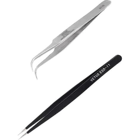 VETUS Antistatische Pinzette mit gebogener Spitze, kompatibel mit dem ceps Zangen-Reparatur-Handwerkzeugset und der VETUS antistatischen Pinzette mit spitzer Spitze – JXLGV (1/5)