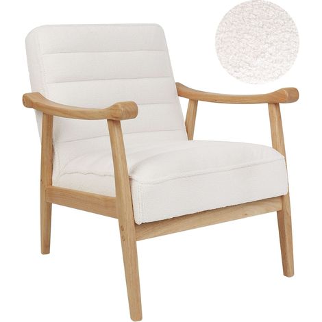 Sessel LEKNES Bouclé Cremeweiß