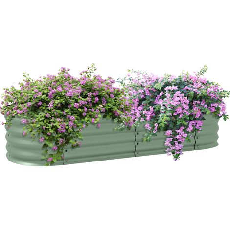 Jardinière surélevée carré potager de jardin en acier modulable légumes, plantes, fleurs, dim. 150 x 62 x 30 cm vert