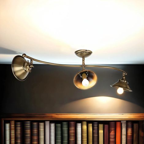 Deckenlampe 3-flammig 83 cm lang Echt-Messing E14 Deckenstrahler