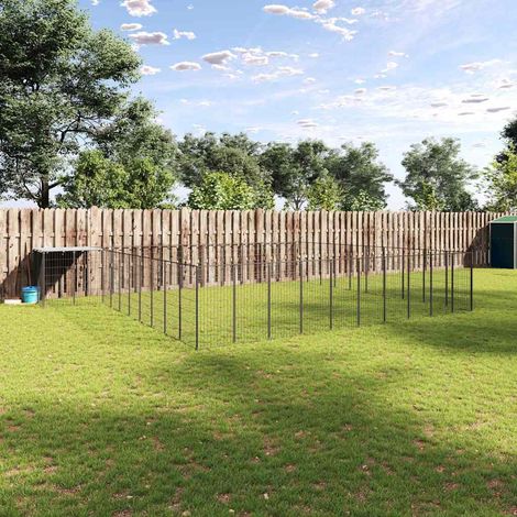 vidaXL Perrera negra 31,46 m² acero (1/4)