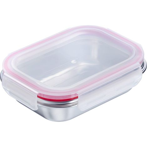 Lunch box en acier inoxydable – Boîte à lunch étanche – Compatible micro-ondes et four, sans BPA – Bento box pour école, travail et maternelle – Argent, 400 ml