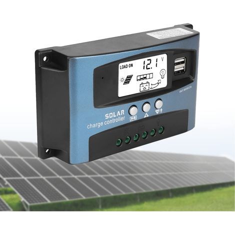 Ej.Life Contrôleur de Charge Solaire 100 A, Contrôleur de Chargeur Solaire de Charge Adaptatif MPPT 12 V/24 V avec écran LCD, Contrôleur de Panneau Solaire Double USB à Charge en 3 étapes(100A) A (1/5)