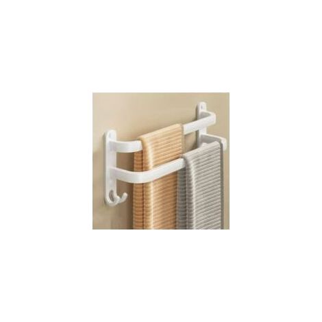 Support Mural pour Serviettes Blanc - Range-Serviettes Suspendu pour Salle de Bain, Sans Perçage - Organisation et Élégance Double 40cm