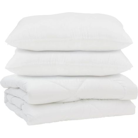 Ensemble couette et oreiller en duvet, ensemble 3 pièces, microfibre blanche. (1/5)
