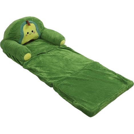 Canapé pliable pour enfants, style dessin animé mignon, canapé court en peluche douce et confortable, couleur avocat, idéal pour la maison. (1/5)