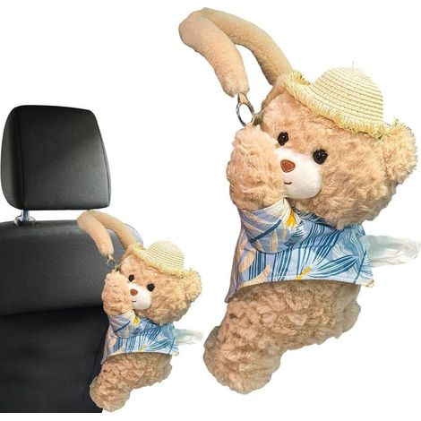 Boîte à Mouchoirs pour Voiture - Distributeur Auto Ours en Peluche - (1/5)