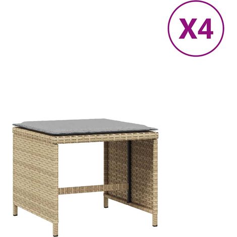 Maison Exclusive - Sgabelli Giardino Cuscini 4pz Beige Misto 41x41x36cm Polyrattan