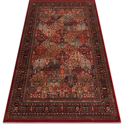 Wool carpet KASHQAI 4309 300 oriental, frame claret  red 240x340 cm