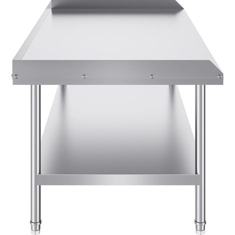 Table de travail inox 30 x 60 x 26 pouces, préparation professionnelle, dosseret 3 côtés, robuste (1/5)