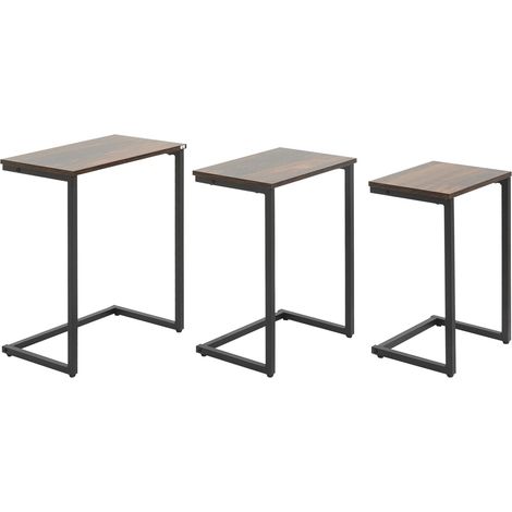 3Er-Set Beistelltische Platzsparende, C-Förmige Satztische Im Industriedesign, Stahlgestell, Für Wohnzimmer, Rustikal-Braun (1/5)