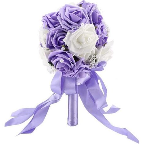 Bouquet de mariée - Fleurs artificielles - Violet - Élégance - Chic - Réutilisable (1/5)
