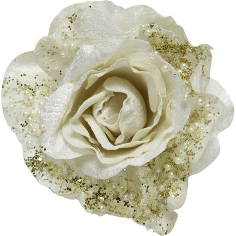 Kaemingk Rose auf Clip weiß Rose