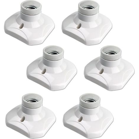 Lot de 6 Douille Plafond E27 à Visser AC 220-240V, Support Douille pour Ampoule LED ,Base Plafonnier Culot E27 NPTERBL (1/4)