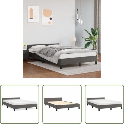 vidaXL Kopfteil - Bettgestell ohne Matratze Grau 120x190 cm Kunstleder (1/5)