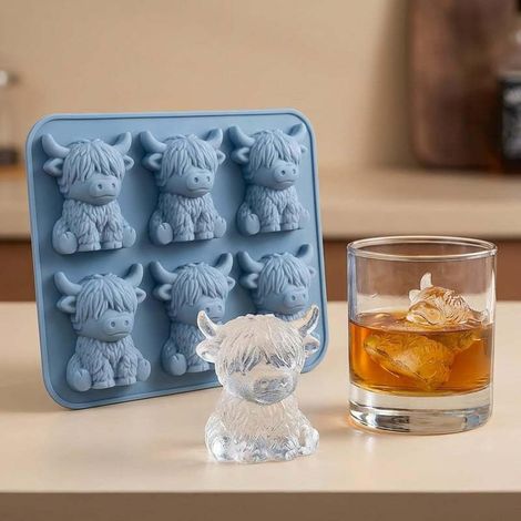 Lot de bacs à glaçons en silicone avec lapins et bovins, parfaits pour cocktails, boissons, décoration de la maison, plateau de congélation en silicone (1/5)