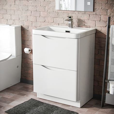 Merton 600mm Freestanding Bathroom Vanity Basin Unit White (1/5)