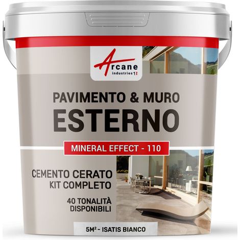 Microcemento per esterni: pavimenti, muri, terrazze, balconi, scale - 5 m² (in 2 strati) Isatis Bianco - ARCANE INDUSTRIES
