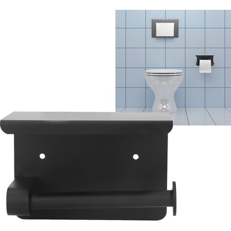 Toilettenpapierhalter aus Edelstahl, kein Bohren erforderlich, Doppelfunktion: Toilettenpapier- und Telefonrollenhalter fürs Badezimmer, K9-Nano Schwarz (1/5)