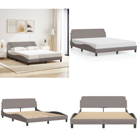 Cadre de lit sans matelas taupe 160x200 cm tissu - Cadre De Lit - Lit Double - Lit Design - Literie - Têtière De Lit - Home & Living (1/5)