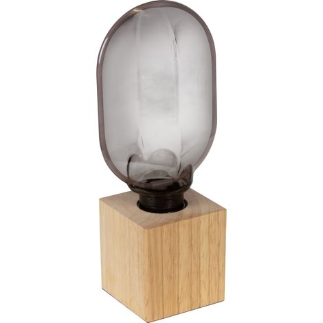 OSRAM Lampe de table Décor bois, 24,5 cm de haut, blanc chaud confortable, 1800 K, bois d’hévéa, E27, LED remplaçable (1/4)