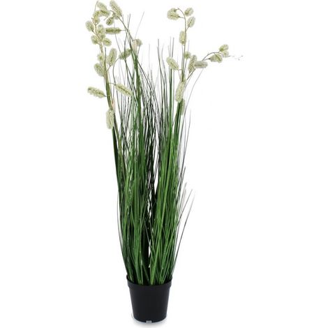 Pianta artificiale "Grevillea" con fiori in PE, stelo in metallo, vaso nero -Ø70x100h (1/5)