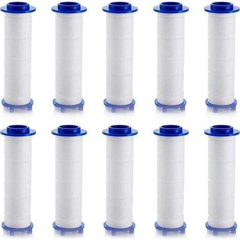 10 filtres de pommeau de douche remplaçables (9,5 x 2 cm) pour pommes de douche amovibles filtration par osmose inverse, chlore, fluorure et particules (95 mm). (1/5)