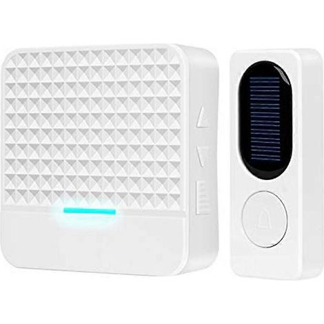 Sonnette sans fil avec veilleuse LED, sonnette solaire étanche, panneau de commande à distance.-AquaForge