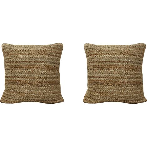 Cuscino intrecciato 100% Juta 60 x 60 cm Naturale  - Lotto di 2 - ZAMBAI (1/4)