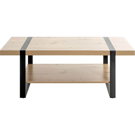 Table basse, table de salon en bois coloris chêne et métal noir -longueur 120 x profondeur 60 x hauteur 45 cm (1/5)