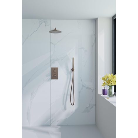 FugaFlow Eccelente Acces Ensemble de douche de tête encastré - thermostatique - bras mural - douche de tête 25cm - douchette à barre - flexible de