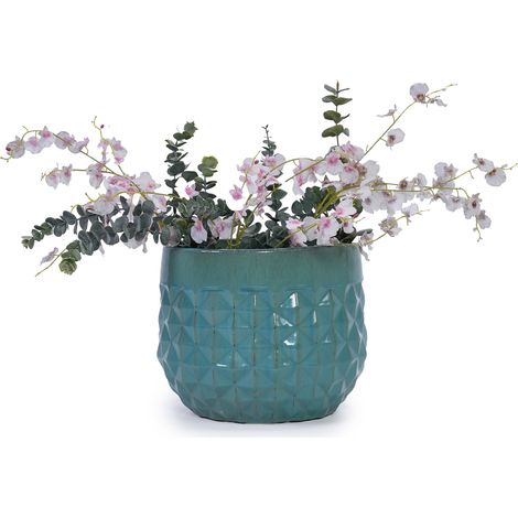 Set 3 vasi in ceramica turchese Ø 34,7/27,3/21,7 cm con fori drenanti - CHICFURN (1/5)