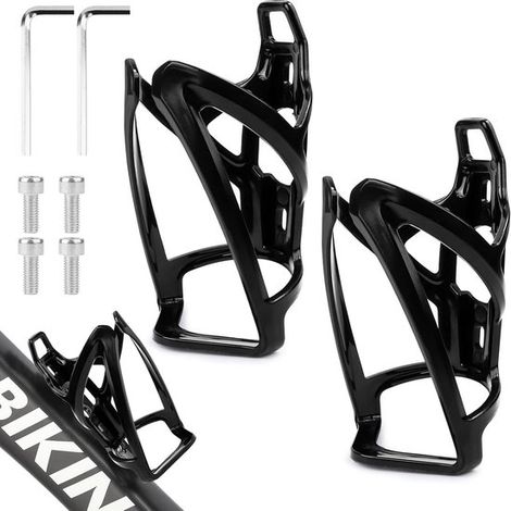 Portabotellas para bicicleta - Juego de portavasos - Para beber durante el paseo - Ligeros y duraderos - 2 piezas - Negro (1/5)