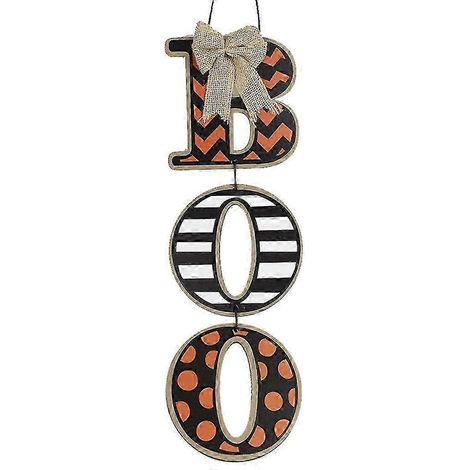 Décoration de fête sur le thème d'Halloween : panneau rectangulaire suspendu en bois (style J) bd (1/3)