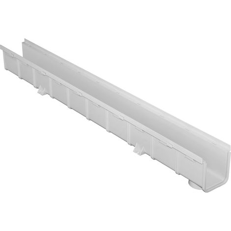 Caniveau emboîtable PVC 100 x 1000 mm - hauteur 100 mm - Série 100 HAUT - Gris - First Plast (1/3)