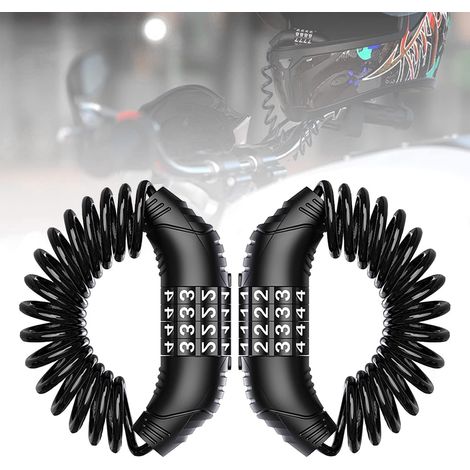 2 Stück Motorradhelm-Kabelschloss – Diebstahlsicheres, faltbares Sicherheitsschloss mit 4-stelliger Zahlenkombination (Schwarz) (1/4)