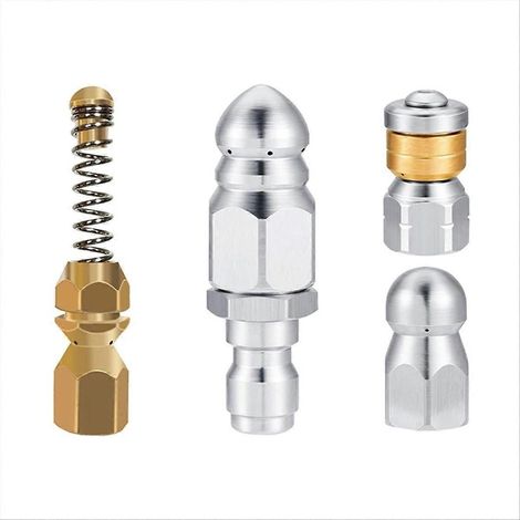Sewer Jetter Cleaning Nozzle Kit Water Jet Drain Cleaners for 1/4 Inch Part Accessories Quick Connector (1/5)