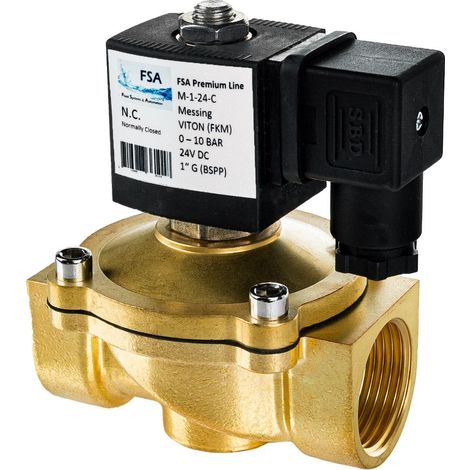 Électrovanne laiton 24V DC – Contact NF – Pression 10 bars – Durée de vie 500 000 cycles – Commutation rapide 10x/s (1/5)