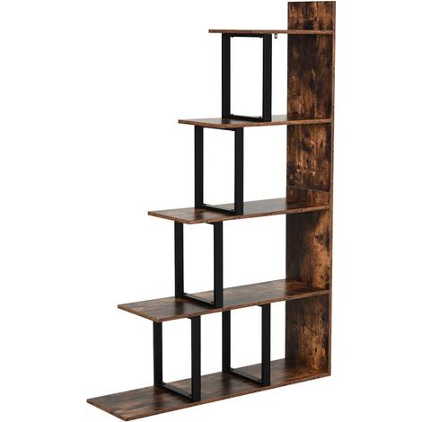 LIBRERIA STILE INDUSTRIALE 5 LIVELLI CON TELAIO IN FERRO 102 X 30 X 160 CM (1/5)