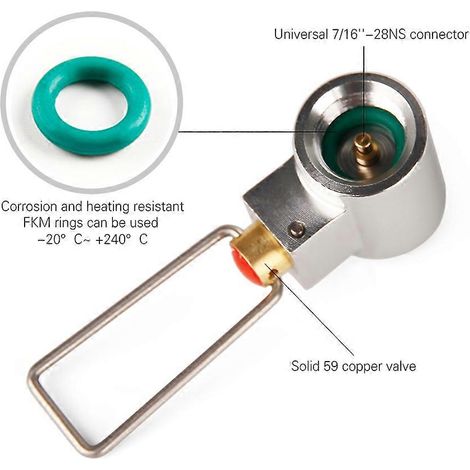 Adaptateur de valve pour réservoir de gaz plat, convertisseur de gaz pour cartouche de gaz, (1/5)